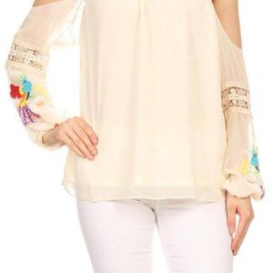 VaVa by Joy Han, Cream Off-Shoulder Embroidered Top, S, NWT